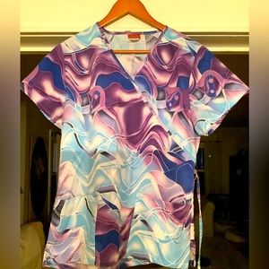 Denice gorgeous blue and purple scrub top size XS